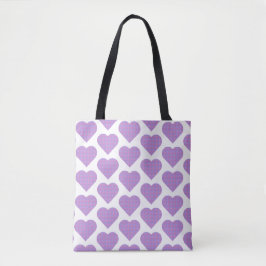 Heart Shape Plaid Pink Purple Tote Bag
