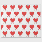 Heart Shape Red Cute Love Character Design Cadeaupapier (Vlak)