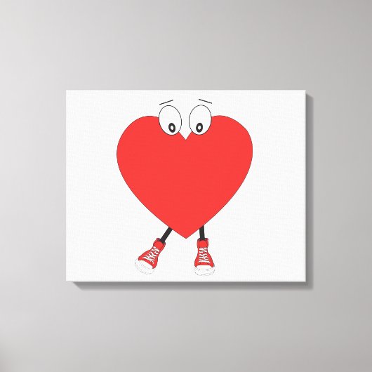 Heart Shape Red Cute Love Character Design Canvas Afdruk (Voorkant)