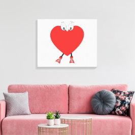 Heart Shape Red Cute Love Character Design Canvas Afdruk