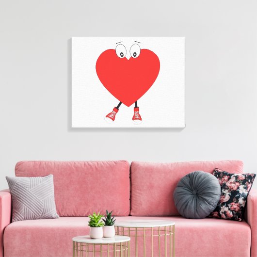 Heart Shape Red Cute Love Character Design Canvas Afdruk (Insitu (Woonkamer))