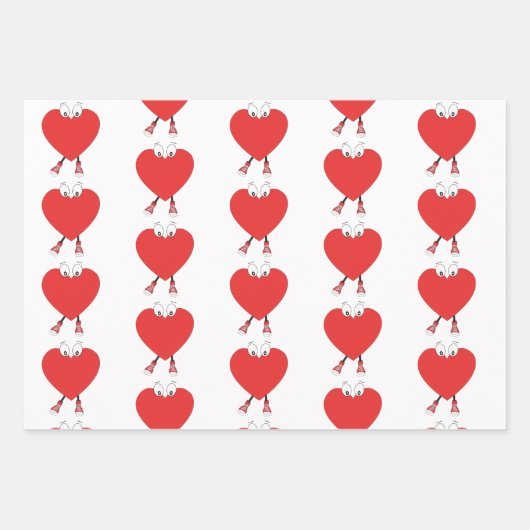 Heart Shape Red Cute Love Character Design Inpakpapier Vel (Voorkant)