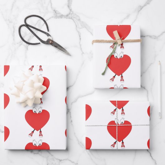 Heart Shape Red Cute Love Character Design Inpakpapier Vel (Voorkant)