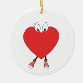 Heart Shape Red Cute Love Character Design Keramisch Ornament