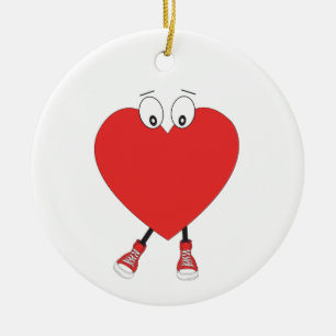 Heart Shape Red Cute Love Character Design Keramisch Ornament