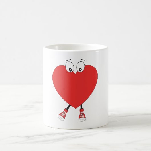 Heart Shape Red Cute Love Character Design Koffiemok (Center)