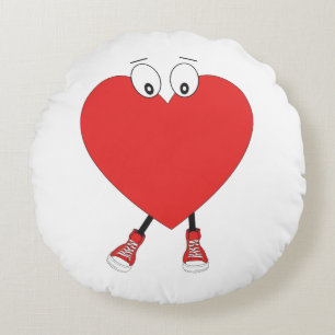 Heart Shape Red Cute Love Character Design Rond Kussen