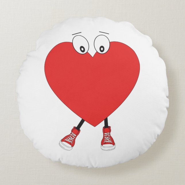 Heart Shape Red Cute Love Character Design Rond Kussen (Voorkant)