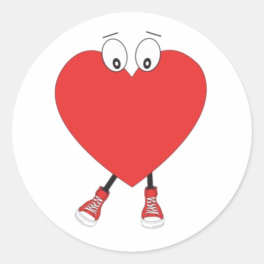 Heart Shape Red Cute Love Character Design Ronde Sticker (Voorkant)