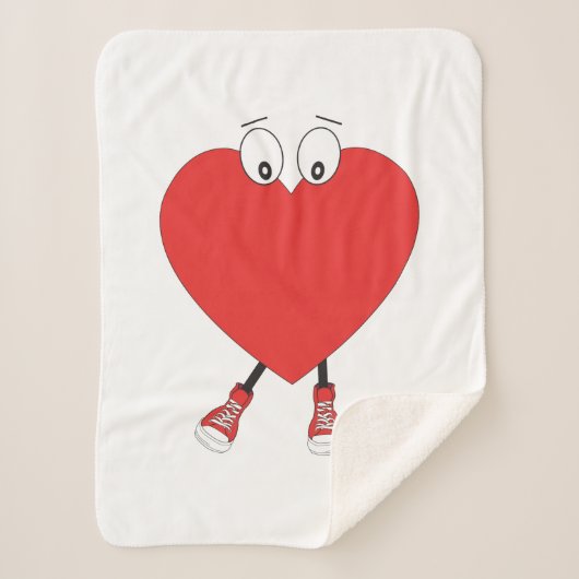 Heart Shape Red Cute Love Character Design Sherpa Deken (Voorkant)