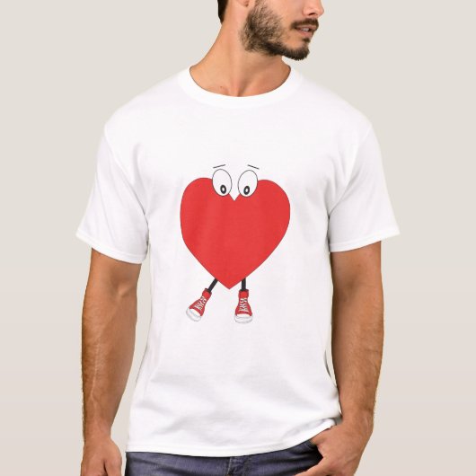 Heart Shape Red Cute Love Character Design T-shirt (Voorkant)