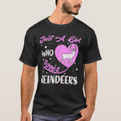 Heart Shape Reindeer Just A Girl Who Loves Reindee T-shirt (Voorkant)
