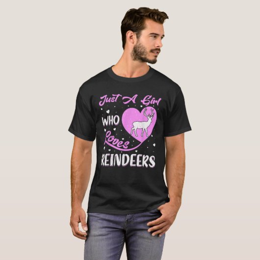 Heart Shape Reindeer Just A Girl Who Loves Reindee T-shirt (Voorkant volledig)