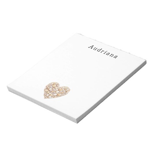 Heart Shape Sea Shells Ocean Beach Personalized  Notitieblok (Linkerzijde)