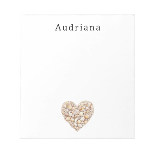 Heart Shape Sea Shells Ocean Beach Personalized  Notitieblok (Voorkant)