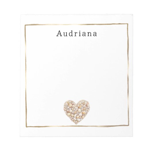 Heart Shape Sea Shells Ocean Beach Personalized  Notitieblok (Voorkant)