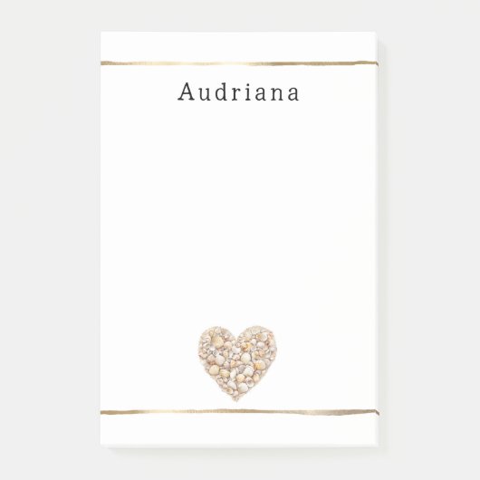 Heart Shape Sea Shells Ocean Beach Personalized Post-it® Notes (Voorkant)