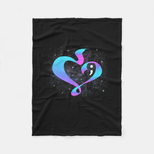 Heart Shape Semicolon - Zelfmoordpreventie Awarene Fleece Deken