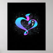 Heart Shape Semicolon - Zelfmoordpreventie Awarene Poster (Voorkant)