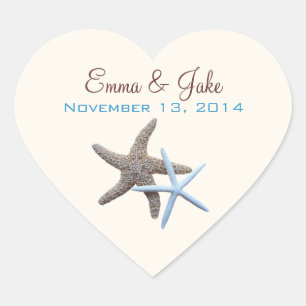Heart Shape, Starfish Wedding Sticker