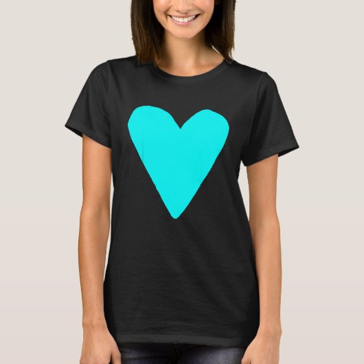 Heart Shape Symbol Love Kindness Peace Cyan T-shirt (Voorkant)