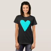 Heart Shape Symbol Love Kindness Peace Cyan T-shirt (Voorkant volledig)