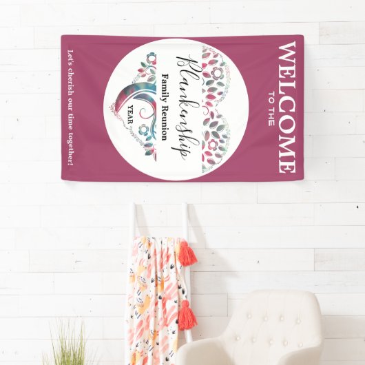 Heart Shape Tree Family Reunion verticale Sjabloon Spandoek (Insitu)