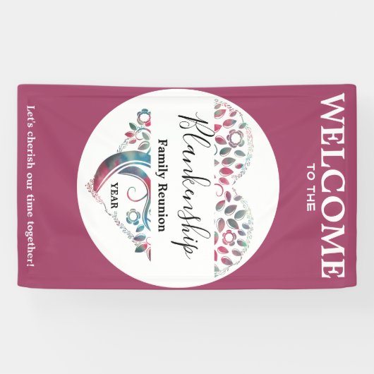 Heart Shape Tree Family Reunion verticale Sjabloon Spandoek (Horizontaal)