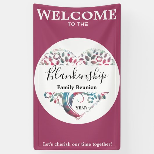 Heart Shape Tree Family Reunion verticale Sjabloon Spandoek (Verticaal)