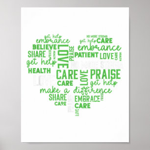Heart Shape Word Cloud Mental Heal _ Geestelijke G Poster