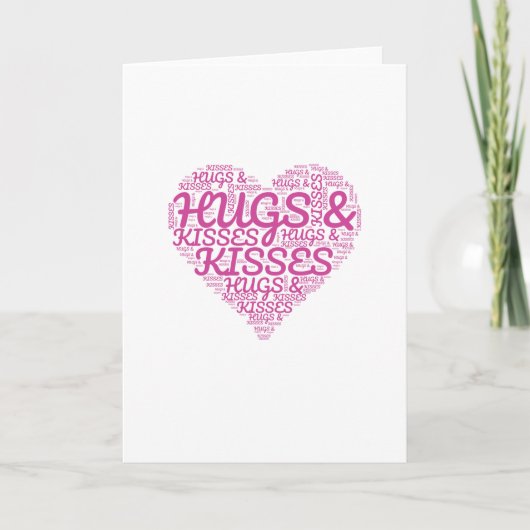 Heart shape word cloud of hugs and kisses kaart (Voorkant)