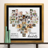 Heart Shaped 36 Photo Collage Funeral Square Poster