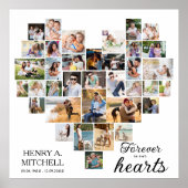 Heart Shaped 36 Photo Collage Funeral Square Poster (Voorkant)