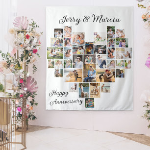 Heart Shaped 36 Photo Collage Wedding Jubileum Wandkleed