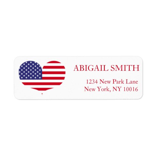 Heart Shaped American Flag Return Address Labels (Voorkant)