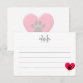 Heart Shaped Balloon Dog Paw Lined Monogram Notitiekaartje (Voorkant / Achterkant)