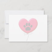 Heart Shaped Balloon Dog Paw Monogram Notitiekaartje (Achterkant)
