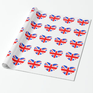 Heart Shaped British Flag Cadeaupapier