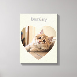 Heart-Shaped Cat Design Canvas Afdruk
