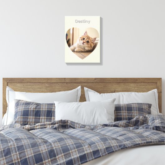 Heart-Shaped Cat Design Canvas Afdruk (Insitu (Slaapkamer))
