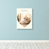 Heart-Shaped Cat Design Canvas Afdruk (Insitu (Houten vloer))