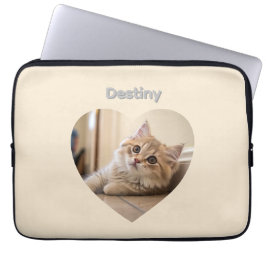 Heart-Shaped Cat Design Laptop Sleeve