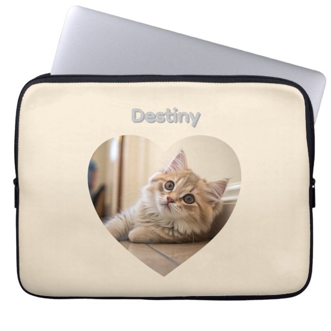 Heart-Shaped Cat Design Laptop Sleeve (Voorkant)