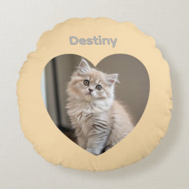 Heart-Shaped Cat Design Rond Kussen