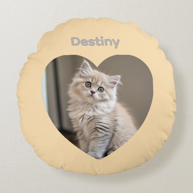 Heart-Shaped Cat Design Rond Kussen (Voorkant)