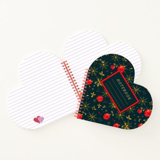Heart Shaped Christmas Ornaments Notebook Notitieboek (Binnen)
