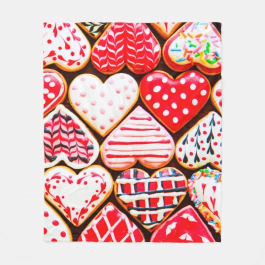 Heart shaped cookies icing for Valentine's day del Fleece Deken (Voorkant)