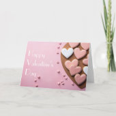 Heart shaped Cookies on pink ground Valentine's Kaart (Voorkant)