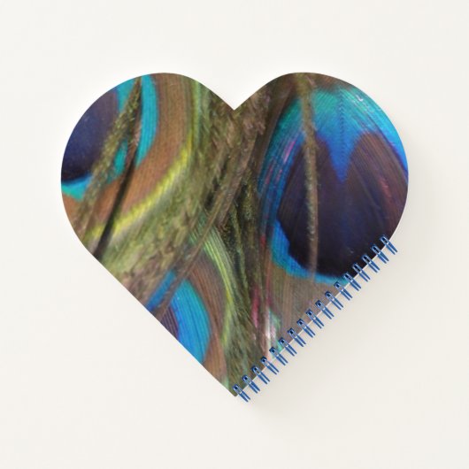Heart Shaped Cust. Foto Peacock Feathers Notitiebo Notitieboek (Achterkant)