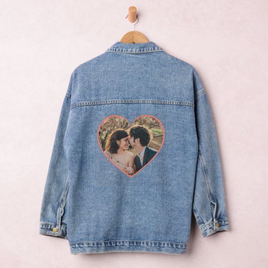 Heart Shaped Custom Photo Valentijns of Weddenscha Denim Jacket (Hangar)
